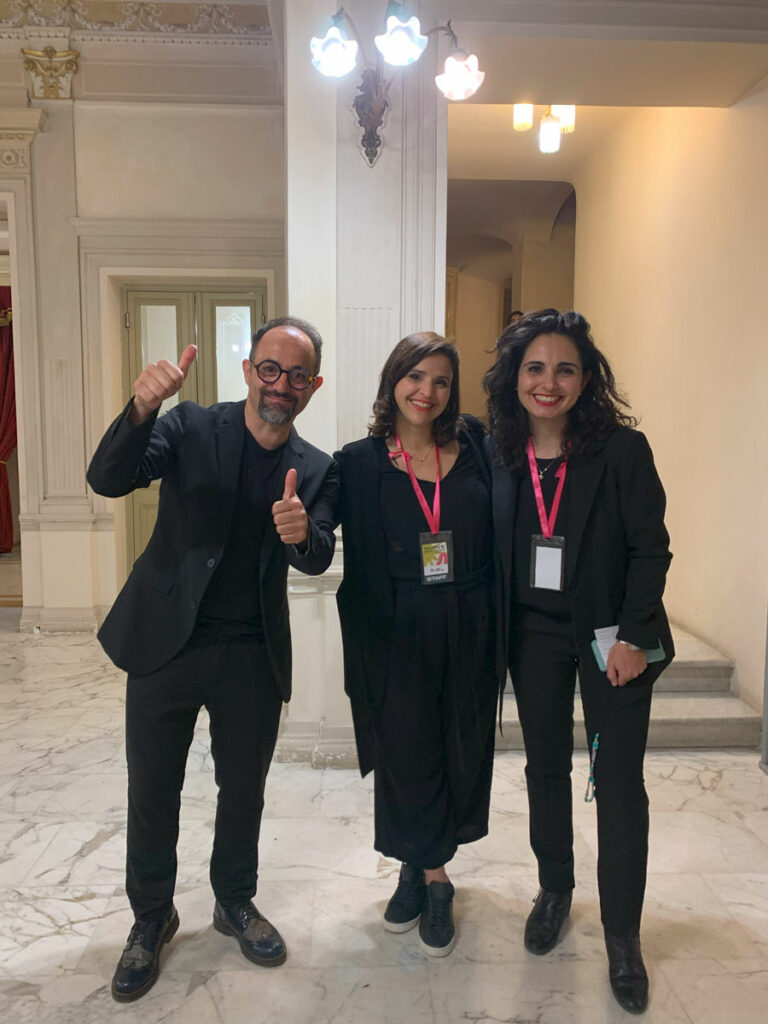 Staff di Sciara Progetti Teatro durante il festival Nuove Esplosioni